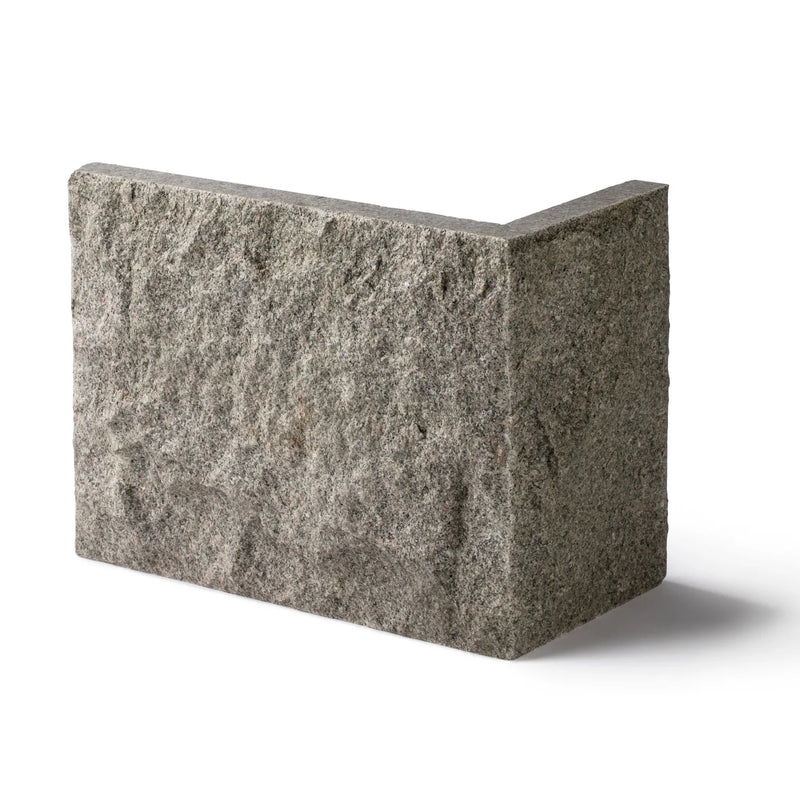 Murbeklädnad Bohus grå,  hörn, råkilad front, 200-400x400x30